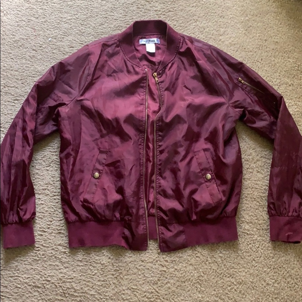 Burgundy bomber jacket